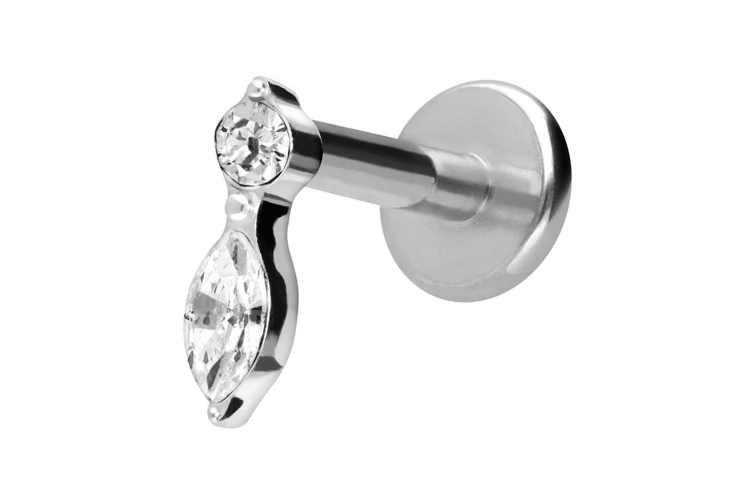 Titan Labret Piercing mit Innengewinde KRISTALLBLATT